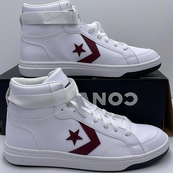 Converse Men’s PRO BLAZE V2 MID WHITE/CHERRY DAZE/WHITE A06627C Sneakers - Picture 2 of 16